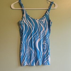 Lilly Pulitzer Blue and White Swirl Tank Top